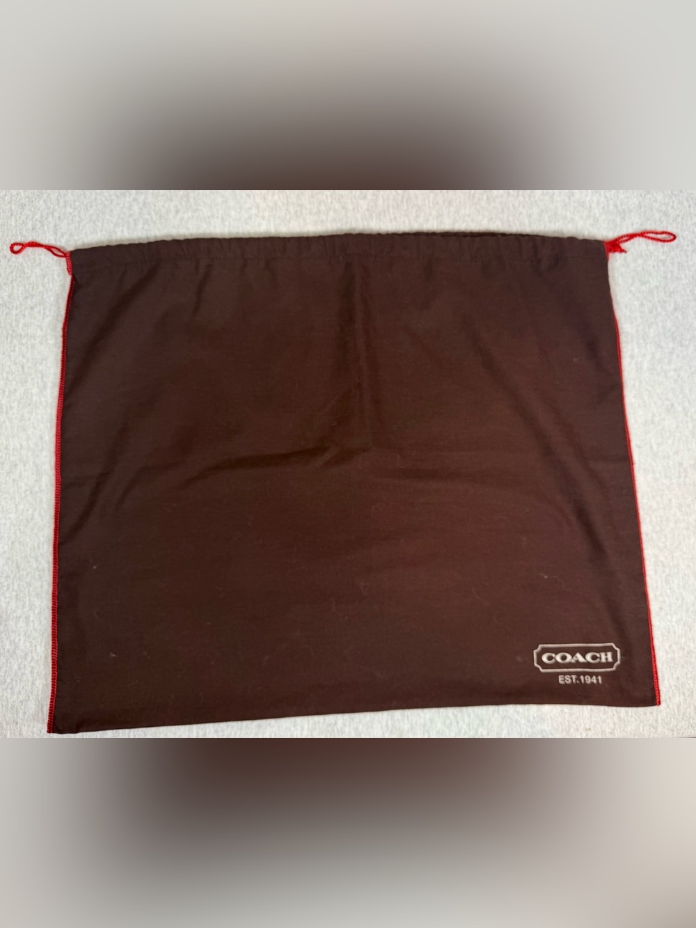 Coach Brown Dust Bag Red Drawstring Logo Purse Storage Bag 23x20